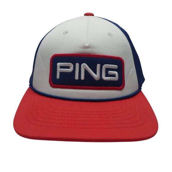 Ping Red White Blue 110 One Ten Flexfit Tech Yupoong Rope Snapback Golf Hat Cap - Picture 1 of 8